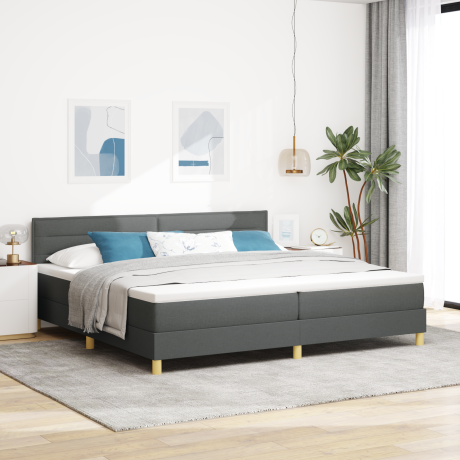 vidaXL Boxspringbed met kussen Donkergrijs 200 x 200 cm Stof
