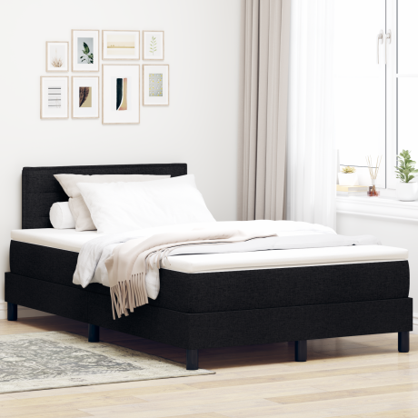vidaXL Boxspringbed met Matras Zwart 120x190 cm Stof