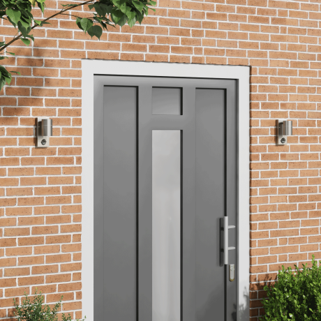 vidaXL Buitenwandlampen met sensor - 2 stuks - zilver RVS IP44