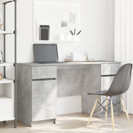 vidaXL Bureau met lade Betongrijs 140 x 49 x 76 cm Bewerkt hout