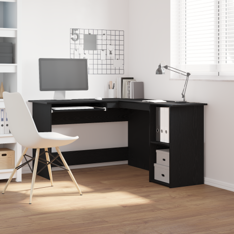 vidaXL Hoekbureau Zwart Eiken 120 x 140 x 75 cm Bewerkt hout