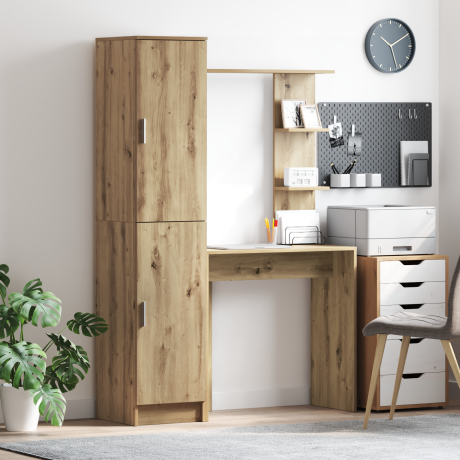 vidaXL Bureau met Opbergruimte in Artisan Eiken Hout