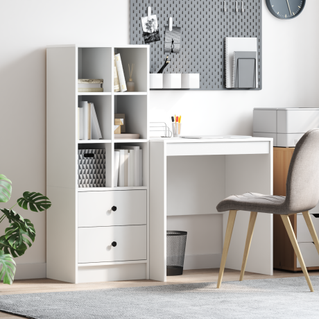 vidaXL Bureau met Opbergruimte Wit Geengineerd Hout