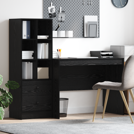 vidaXL Bureau met Opbergruimte Zwart Eiken Geengineerd Hout