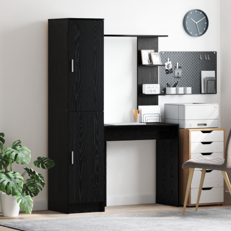 vidaXL Bureau 2 pcs Zwart Eiken