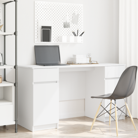 vidaXL Bureau met lade met plank Wit 140 x 49 x 76 cm Bewerkt hout
