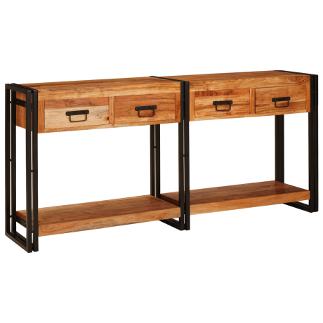 vidaXL Wandtafels 2 pcs Bruin 161 x 33 x 75 cm Massief Acaciahout
