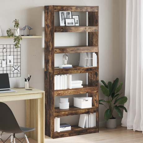 vidaXL Boekenkast Gerookt eiken 80 x 30 x 198 cm Bewerkt hout