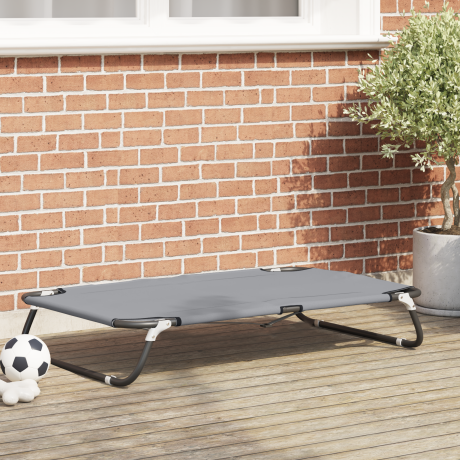 vidaXL Hondenbed Opvouwbaar Lichtgrijs Metalen frame, stofbed