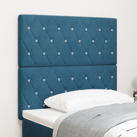 vidaXL Hoofdbord met kristallen knopen 90 cm fluweel donkerblauw