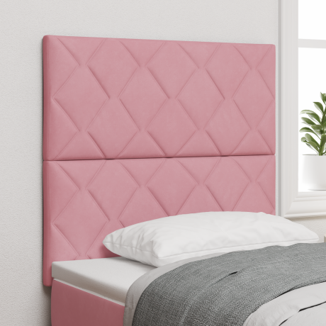 vidaXL Hoofdbord met ruitjes 100 cm fluweel roze