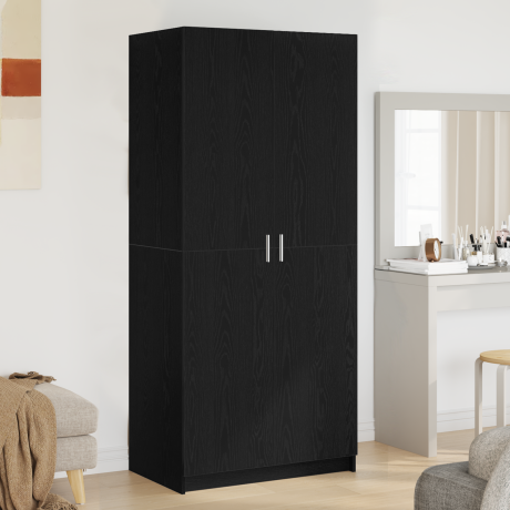 vidaXL Kledingkast Zwart Eiken 80 x 50,5 x 180 cm Bewerkt hout