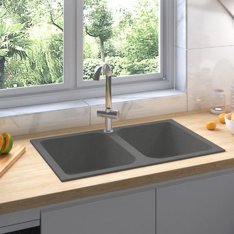 vidaXL Keukenkom Grijs 760x480x184 mm Graniet