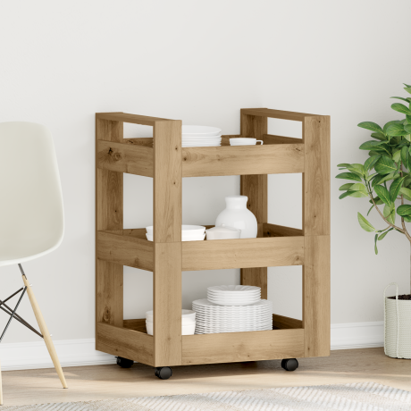 vidaXL Keuken Trolley Artisan Eiken 60 x 45 x 80 cm Bewerkt hout