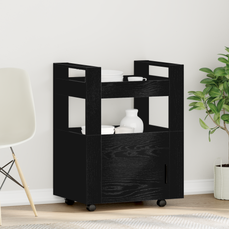 vidaXL Keukentrolley 60x45x80 cm bewerkt hout zwart eikenkleurig