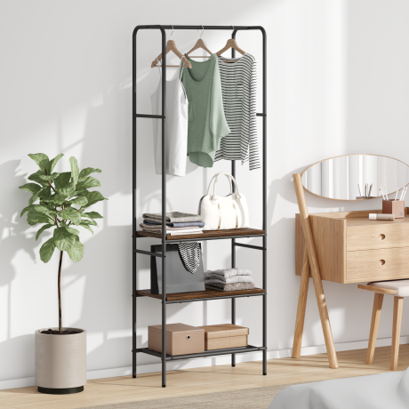 vidaXL Kledingrek met planken met plank Gerookt eiken 60 x 30 x 171 cm