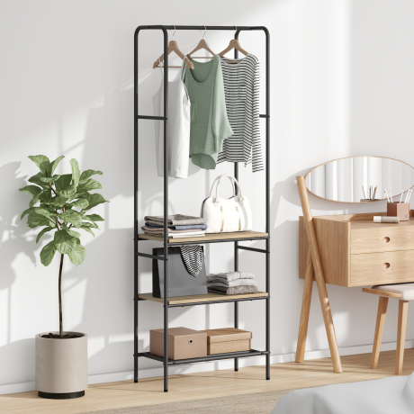 vidaXL Kledingrek met plank Sonoma Eiken 60 x 30 x 171 cm Bewerkt hout