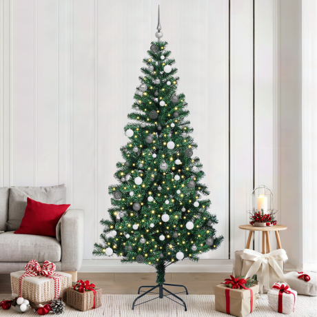 vidaXL Kunstkerstboom with Decorative String Lights Groen 240 cm PVC