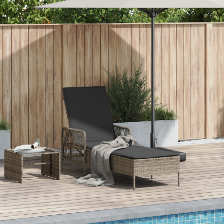vidaXL Ligstoel Grijs en Donkergrijs 200 x 55 x 92 cm poly rattan
