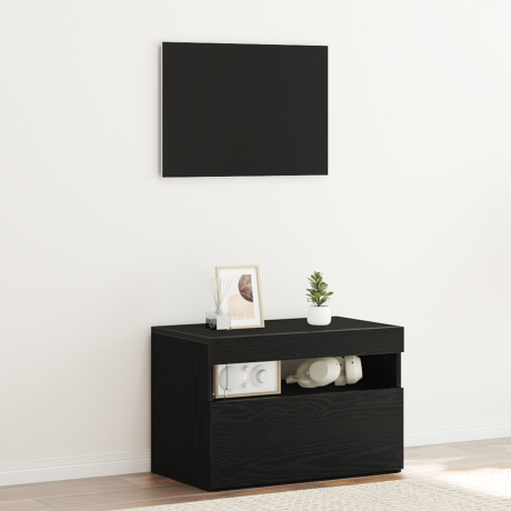 vidaXL Nachtkastje Zwart Eiken 60 x 35 x 40 cm Bewerkt hout