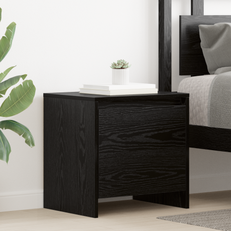 vidaXL Nachtkastje Zwart Eiken 45 x 34 x 44,5 cm Bewerkt hout
