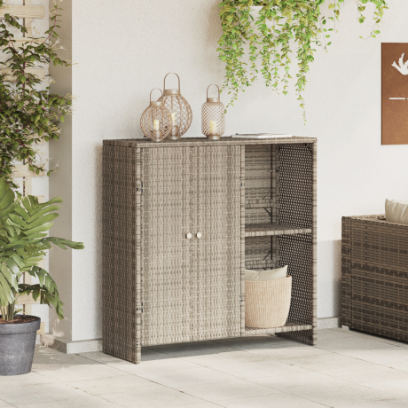 vidaXL Opbergkast met opslag met de deur Lichtgrijs 100 x 36 x 102cm Rattan