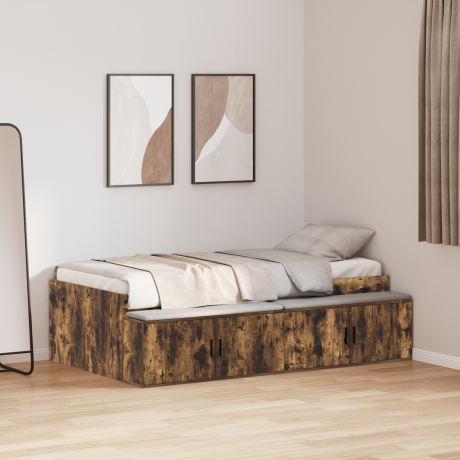 vidaXL Bedframe met lade Gerookt eiken 80 x 200 cm Bewerkt hout