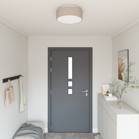 vidaXL Plafondlamp vlakke montage Ø 38 cm E27 stof taupe
