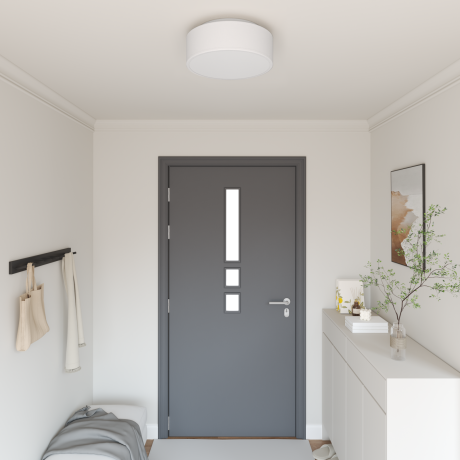 vidaXL Plafondlamp vlakke montage Ø 38 cm E27 stof wit