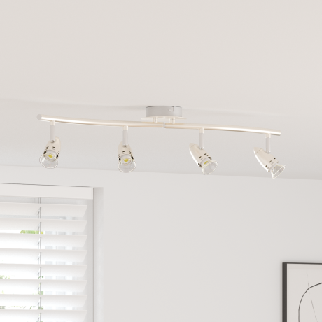 vidaXL Plafondspot met schijnwerpers Nikkel 61 x 10 x 12,5 cm Metaal