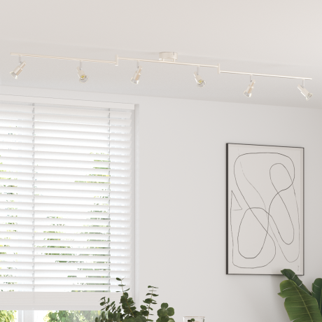 vidaXL Plafondspot 6-voudig Verstelbaar Geborsteld Chroom GU10