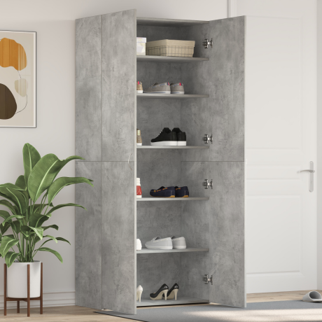vidaXL Schoenenkast met plank Grijs 80 x 35.5 x 180 cm Bewerkt hout