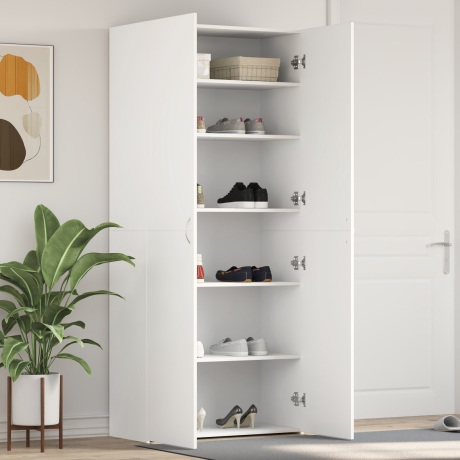 vidaXL Schoenenkast met plank Wit 80 x 35.5 x 180 cm Bewerkt hout