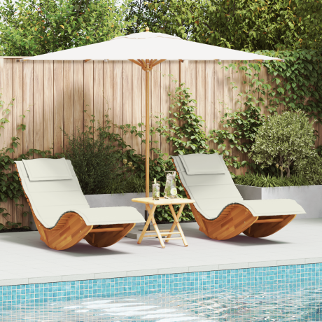 vidaXL Schommel Zonnenligbedden met Kussens 2 stuks Massief Acaciahout