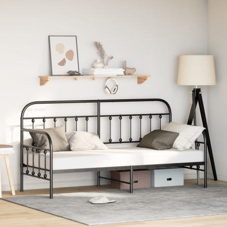 vidaXL Slaapbank 75x190 cm staal zwart