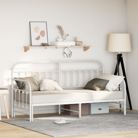 vidaXL Slaapbank met uitschuifbed 80x200 cm staal wit