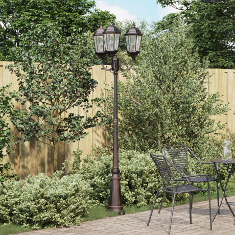 vidaXL Tuin Lamp Paal 3-Lamp E27 Brons 235 cm Aluminium