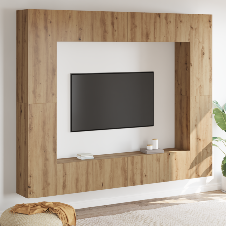 vidaXL Tv-meubelset met opslag met de deur 8 pcs Bruin 221 x 30 x 180 cm Hout