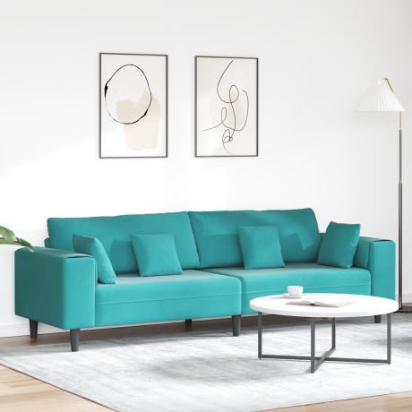vidaXL Bank Turquoise 250 x 77 x 76 cm Fluweel
