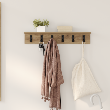 vidaXL Wandgemonteerde kapstok met plank Wandgemonteerd artisanaal eikenkleurig