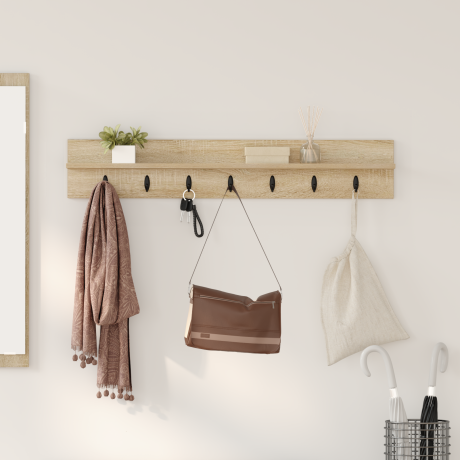 vidaXL Wandgemonteerde kapstok Sonoma eiken 100 x 10.5 x 18 cm
