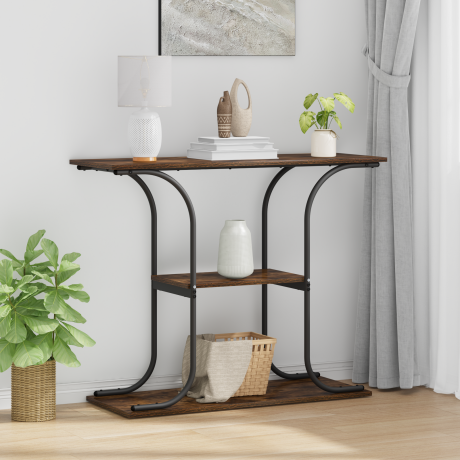vidaXL Wandtafel Gerookt eiken 101 x 35 x 80,5 cm Bewerkt hout