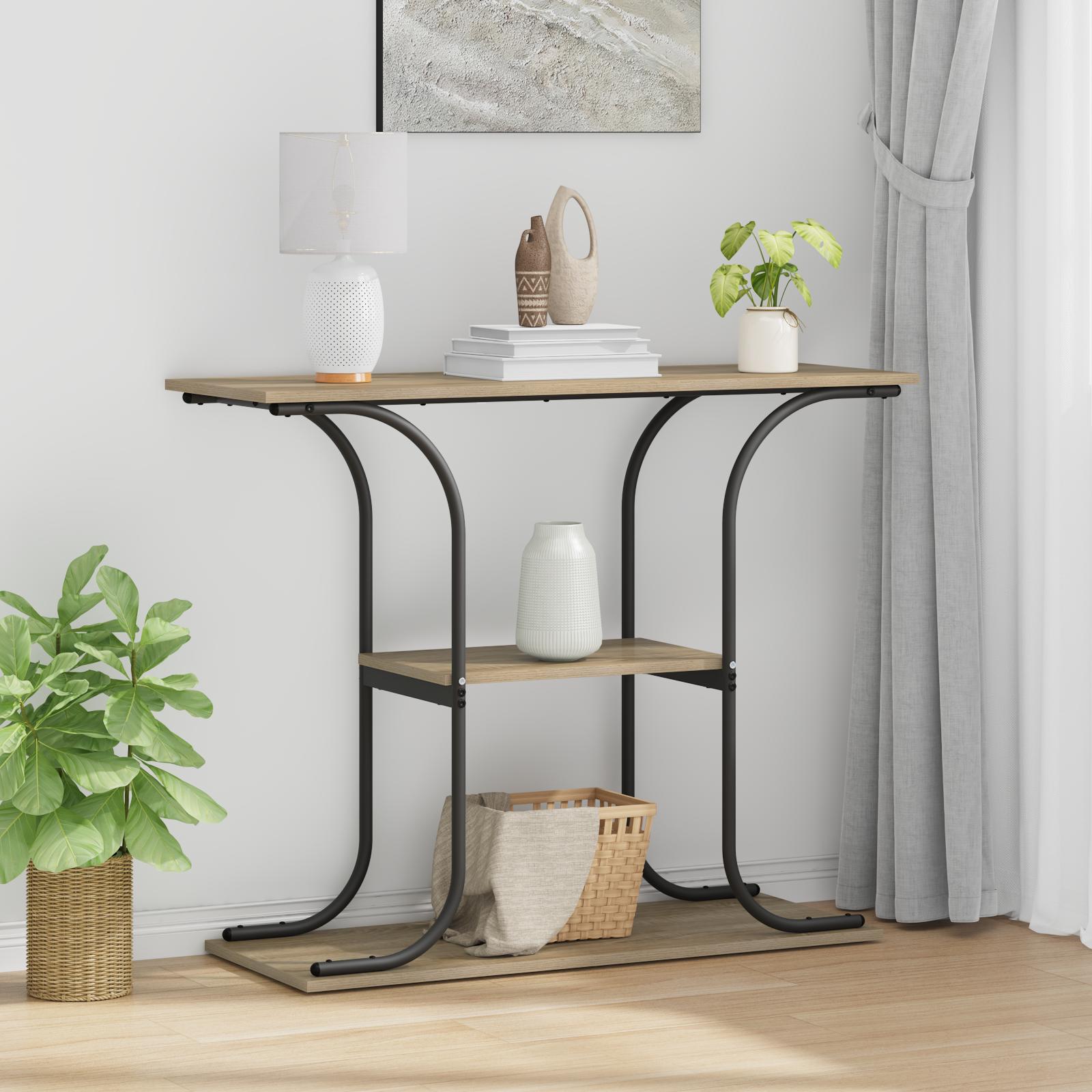 vidaXL Wandtafel Sonoma Eiken 101 x 35 x 80,5 cm Bewerkt hout