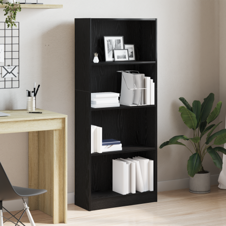 vidaXL Boekenkast Zwart Eiken 60 x 24 x 143 cm Bewerkt hout