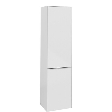 Villeroy & Boch Subway 3.0 Badkamerkast - opbouw - 45x35x170cm - 1 rechtsdraaiende softclose deur - aluminium glanzende greep - spaanplaat - brilliant white C59300VE