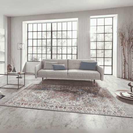 Vintage Vloerkleed Anthea - Creme Blauw 150x80cm - Polypropyleen - Dekbed-Discounter.nl