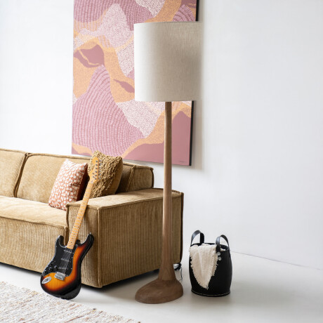 By-Boo Vloerlamp 'Rine' Mangohout en Linnen, kleur Bruin