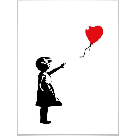 Wall-Art Poster Graffiti afbeelding Girl with the red balloon (1 stuk)