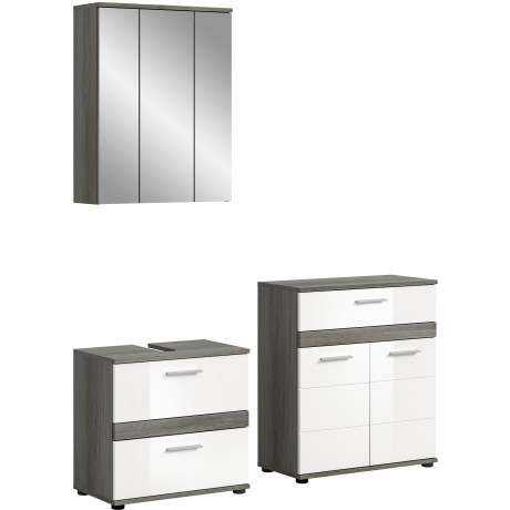 welltime Badmeubelset LUCCA, 3-delig, TOPSELLER!, hoogwaardige MDF front 1x halfhoge kast, badcombinatie, badmeubels, badkamer (set, 3 stuks)