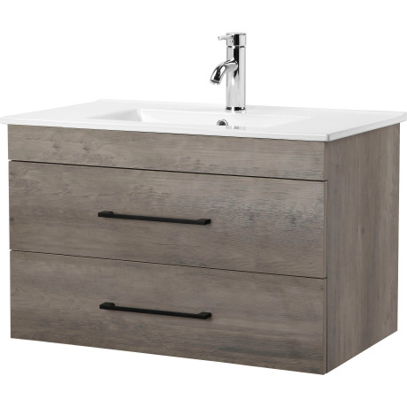 welltime Wastafelonderkast Florence badkamermeubel badkamerkast met wasbak Wastafelmeubel met 2 laden en soft-closesysteem breedte 80 cm
